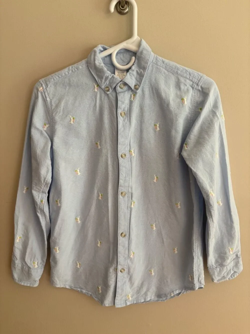 Gymboree Embroidered Easter Bunny Oxford Button Up Boys Size 10 Dress Shirt